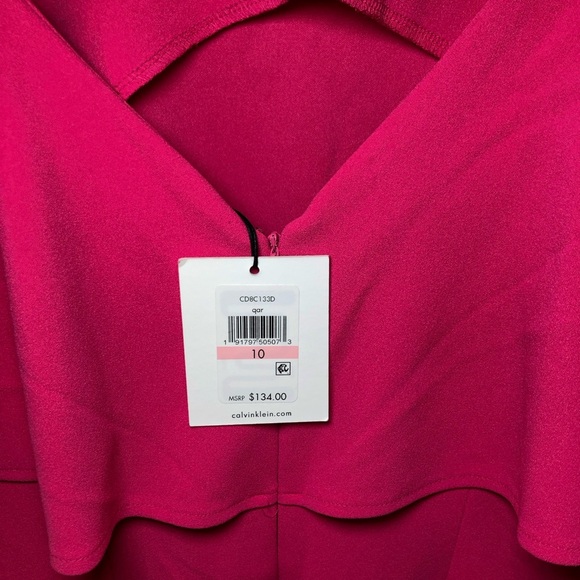 Calvin Klein Capelet butterfly sleeve Sheath Scoop Neck Dress Size 10 - Picture 5 of 9